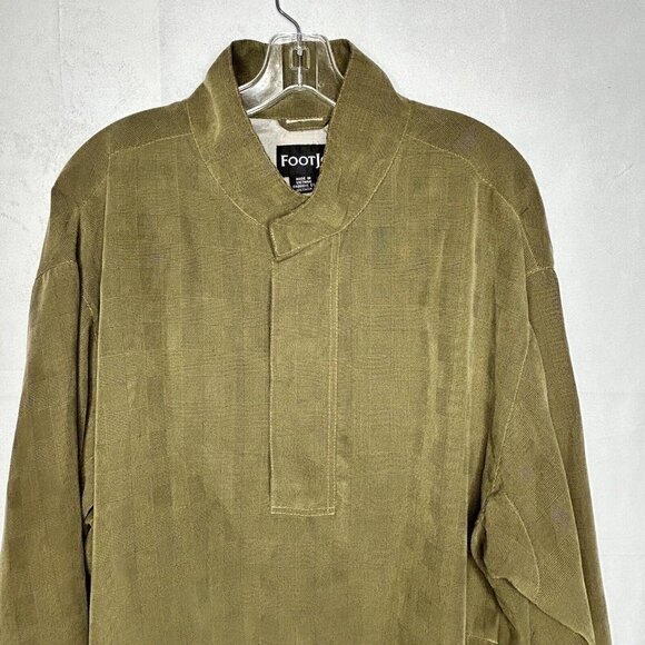 FootJoy FJ Taupe Green Golf 1/2 Zip Mock Collar Jacket Men's L Elastic Waist - Picture 2 of 6